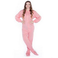 Unisex Jersey Knit Footed Pajamas w/ Snap Closure (Pink)